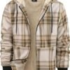Men's Plaid Print Hooded Zip-Up Jacket Winter Thickened Cotton-padded Coat Warm Clothing