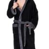 Men's Simple Colorblock Hood Patch Pocket Bathrobe
