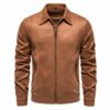 Fashion Lapel Zipper Jacket Autumn And Winter Solid Suede Coat Men's Clothing Outdoor