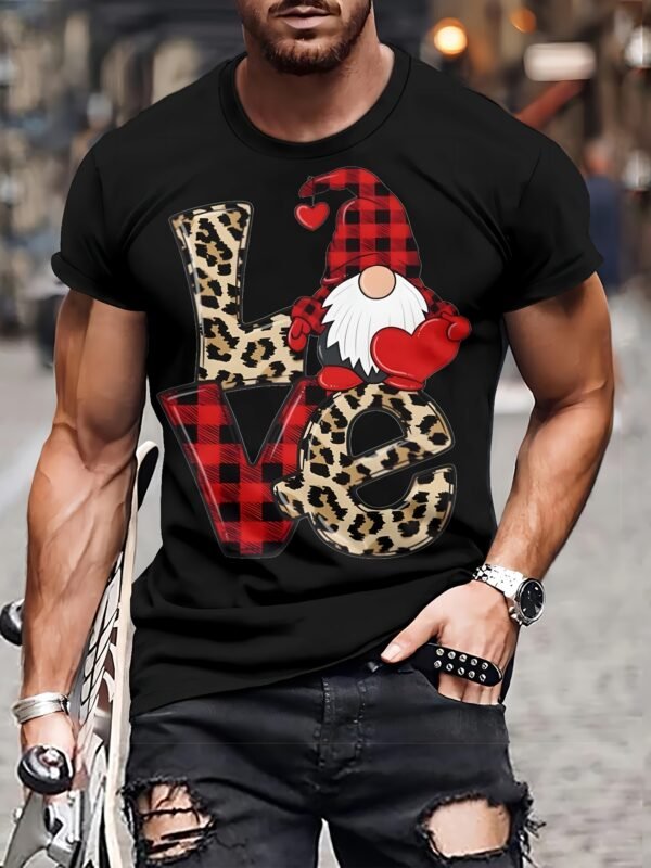 Men's 3D Fashion T-shirt, Casual Round Neck, Polyester, Printed Pattern, Regular Pattern, Knitted Fabric, Novelty Clothing