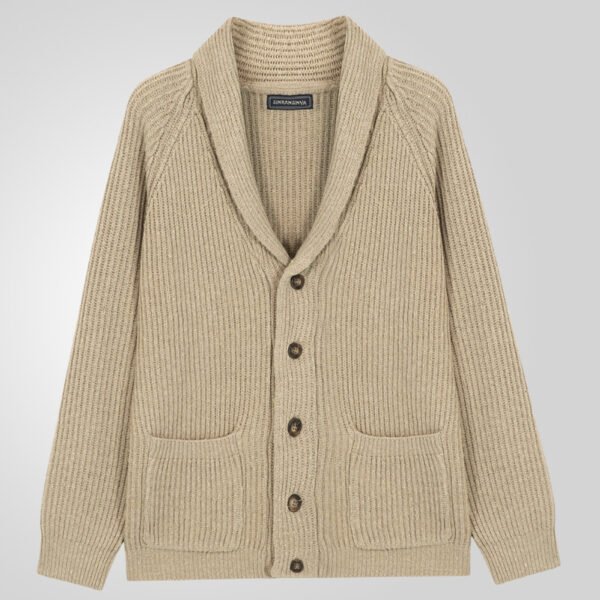 Men's Lapel Knitting Cardigan Fashion Button Sweater With Pockets Outwear Long Sleeve Top Spring Fall
