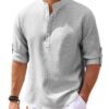 Stand Collar Button Shirt Summer Pineapple Texture Shirt Casual Top Men's Clothing