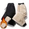 Autumn Winter Pants Men Women Trousers Warm Fleece Drawstring Pants M-5XL