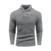 Men's Slim Turtleneck Sweater With Button Design Fashion Casual Solid Color Pullover Top Clothing