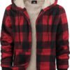 Men's Plaid Print Hooded Zip-Up Jacket Winter Thickened Cotton-padded Coat Warm Clothing