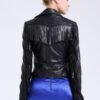 European And American Tassel Oblique Zipper Leather Women's Slim Coat Motorcycle Street