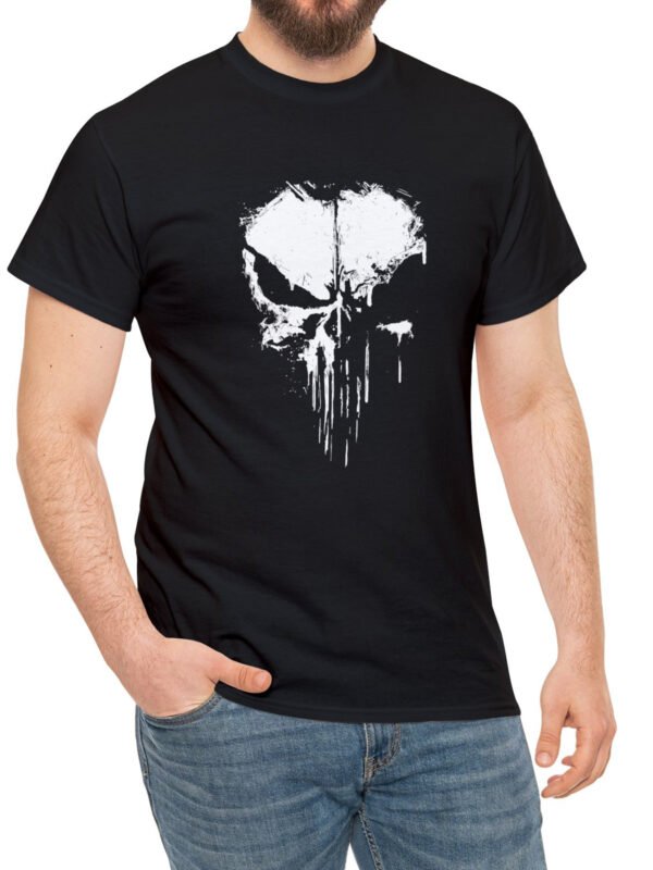 Men's Fashionable Skull Print Sports T-shirt, Summer Casual Elastic Round Neck T-shirt