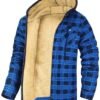 Men's Plaid Print Hooded Zip-Up Jacket Winter Thickened Cotton-padded Coat Warm Clothing