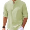 Stand Collar Button Shirt Summer Pineapple Texture Shirt Casual Top Men's Clothing