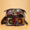 Genuine Leather Serpentine Color Handmade Casual Daily Tassel Flowers Shoulder Messenger Bag For Women