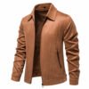 Fashion Lapel Zipper Jacket Autumn And Winter Solid Suede Coat Men's Clothing Outdoor