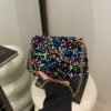 Contrast Color And Versatile Sequined Underarm Bag For Women