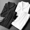 Leisure Suit Summer Loose Short Sleeve Top And Drawstring Trousers Fashion Mens Clothing