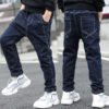 Boys Jeans Autumn And Winter New One-piece Velvet