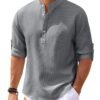 Stand Collar Button Shirt Summer Pineapple Texture Shirt Casual Top Men's Clothing