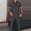 Men's Fashion Waffle Short Sleeve Stitching Stand Collar Suit