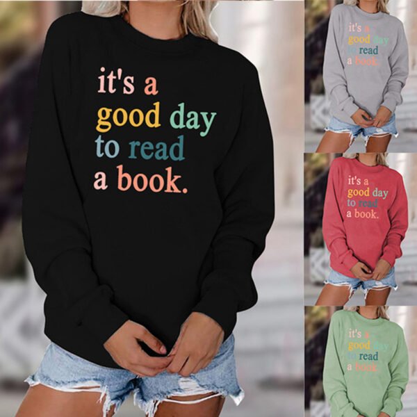 Women's Casual Fashion Letter Print Round Neck Bottoming Sweatshirt