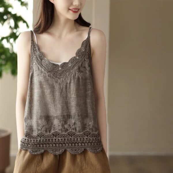 Retro All Cotton Hollow Embroidered Lace Vest