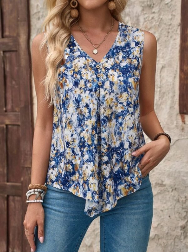 Women's V-Neck Casual Sleeveless Summer Top Vest Shirt