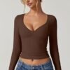 long sleeve v necks t shirts for women: Stylishly Versatile
