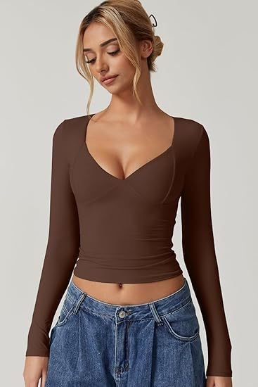 long sleeve v necks t shirts for women: Stylishly Versatile
