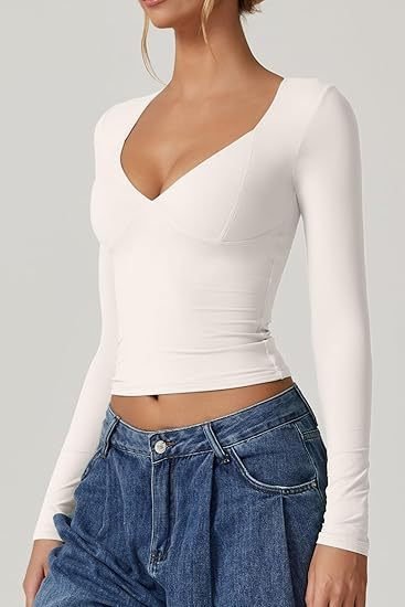 long sleeve v necks t shirts for women: Stylishly Versatile