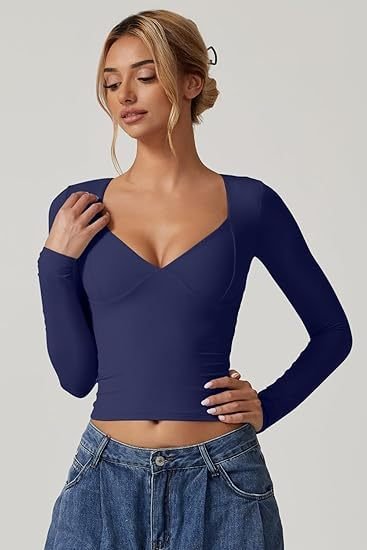 long sleeve v necks t shirts for women: Stylishly Versatile